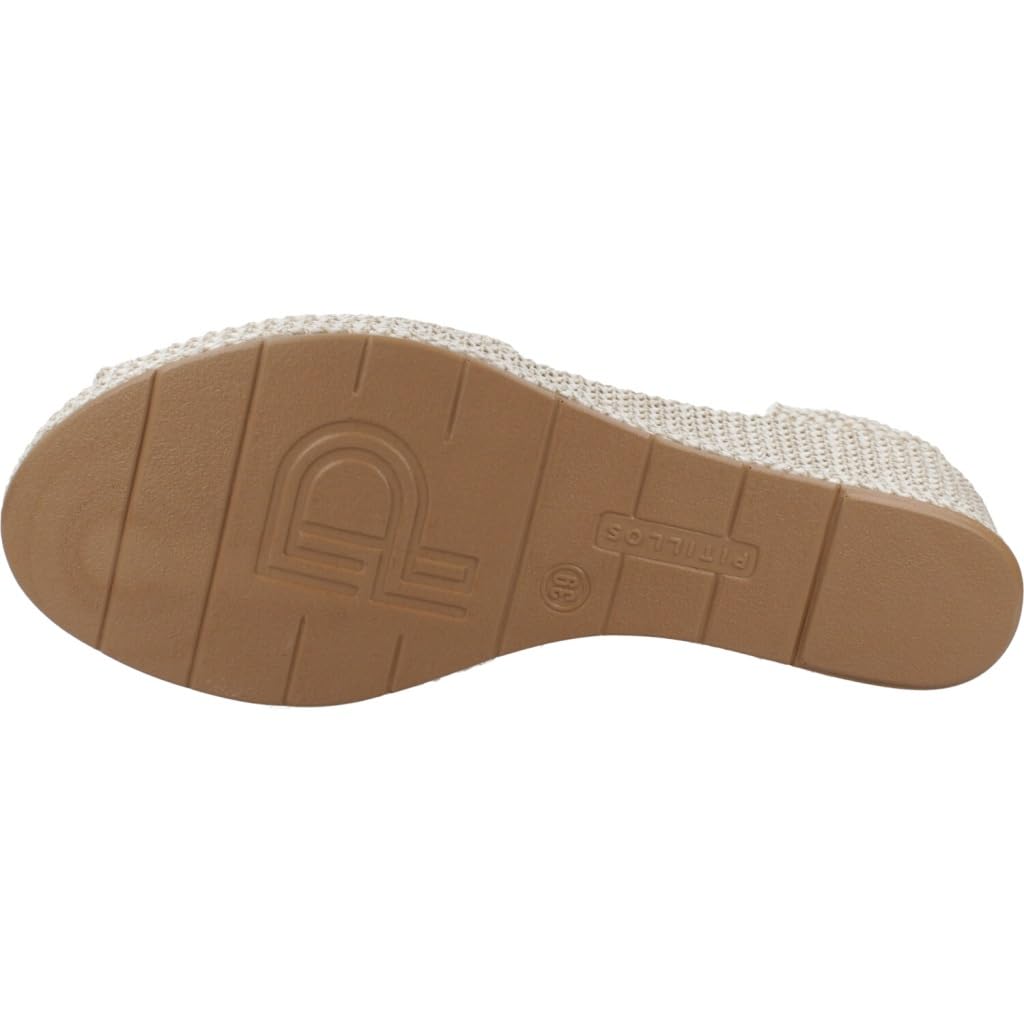 Pitillos - Sandalias de Mujer Pitillos 11260 | Cuña Media con Diseño Trenzado | Color Natural - Textil