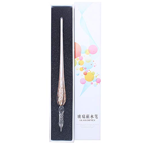 SIPLIV hecho a mano de vidrio dip pluma de cristal vintage pluma de cristal dip signo pluma regalo pluma caligráfica - amarillo claro Cover