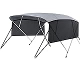 KAKIT 3 4 Bow Bimini Tops with Mesh Sidewalls Support Poles for Boats Marine Grade Canvas Top Includes 2 Straps Storage Boot 1 Inch Aluminum Frame