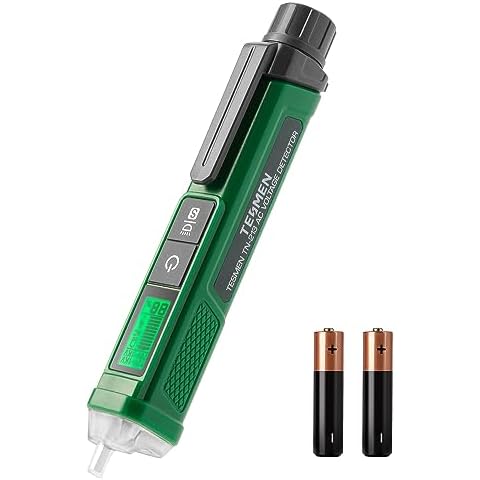 Voltage Tester, TESMEN TN-213 Non-Contact Voltage Tester, Electrical Tester, AC 12V-/70V-1000V, Dual-Range, LCD Display in Percentage, Buzzer Alarm, Live Wire Tester, Wire Breakpoint Finder - Green Cover