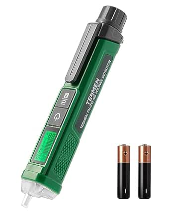 TESMEN Voltage Tester, TN-213 Non-Contact Voltage Detector, Electrical Tester, AC 12V-/70V-1000V, Dual-Range, LCD Display in Percentage, Buzzer Alarm, Live Wire Test, Wire Breakpoint Finder - Green