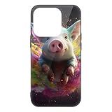 CRIVOTA Funda para iPhone 14 Pro - Diseño De Cerdo, Parte Trasera De Vidrio + TPU, Probado Según Estándares Militares, Aberturas Precisas, Resistente A Los Arañazos, para Hombres Mujeres