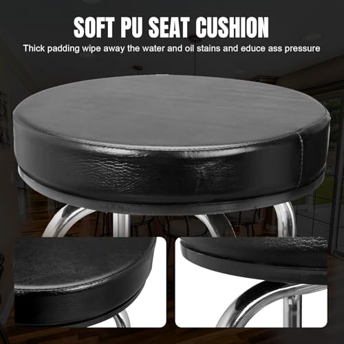 Image of Big RED ATRP6185B-2 Swivel Bar Stool: Padded Garage /Shop Seat with Chrome Plated Legs, Black