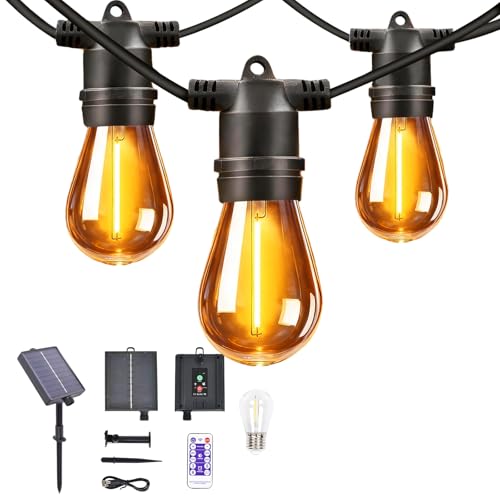 Outdoor Solar String Lights 36FT with Remote & Dimmable