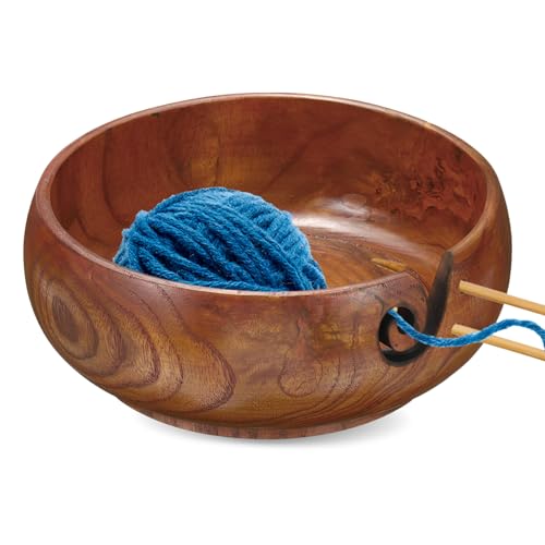 Image of YOKIVE Wooden Yarn Bowls for Crochet Bamboo Yarn Knitting Bowl for Mother Grandma Women Lover, 7.1 inch x 3 inch