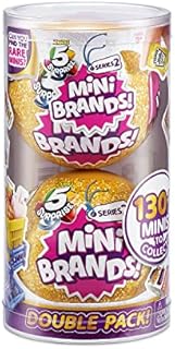 5 Surprise Mini Brands Series 2 by ZURU (2 Pack) Amazon Exclusive Mystery Real Miniature Brands Collectible Toy Capsule - Gold (2 Pack PVC Tube Packaging)