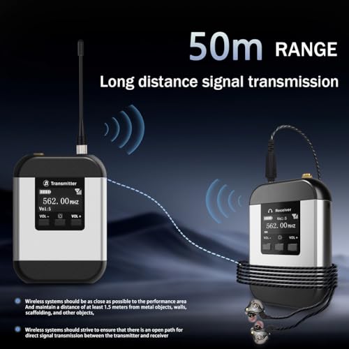 Inalámbrico intraauricular UHF con carga portátil autónoma para monitoreo de audio estable 5
