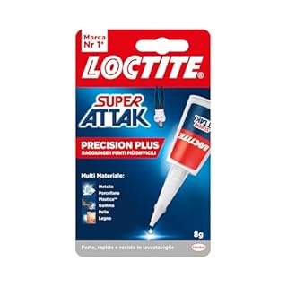 Loctite Super Attak Precision Plus, Colla liquida trasparente con beccuccio extra lungo, Colla attaccatutto forte multimateriale, Adesivo resistente e preciso, 1x8g
