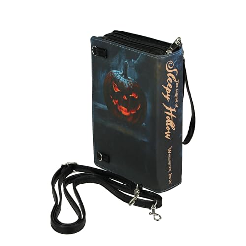 The Legend of Sleepy Hollow Gothic Book-Shaped Clutch Bag with Crossbody or Wrist Strap, 9.25” Long, Perfect for Fans of Classic Horror and Dark Aesthetics3