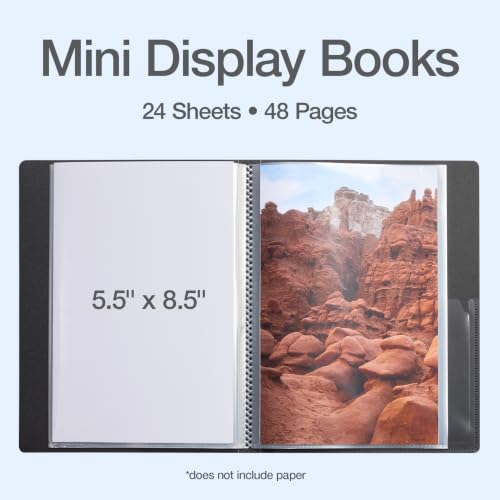 Oxford Small Presentation Binder, 2 Pack, Black, 24 Sleeves, 48 View Pages, 5.5 x 8.5 Inch, Mini Display Book with Plastic Sleeves, Photo Album and Memory Book for Cards, Photos, and Keepsakes - Image 2