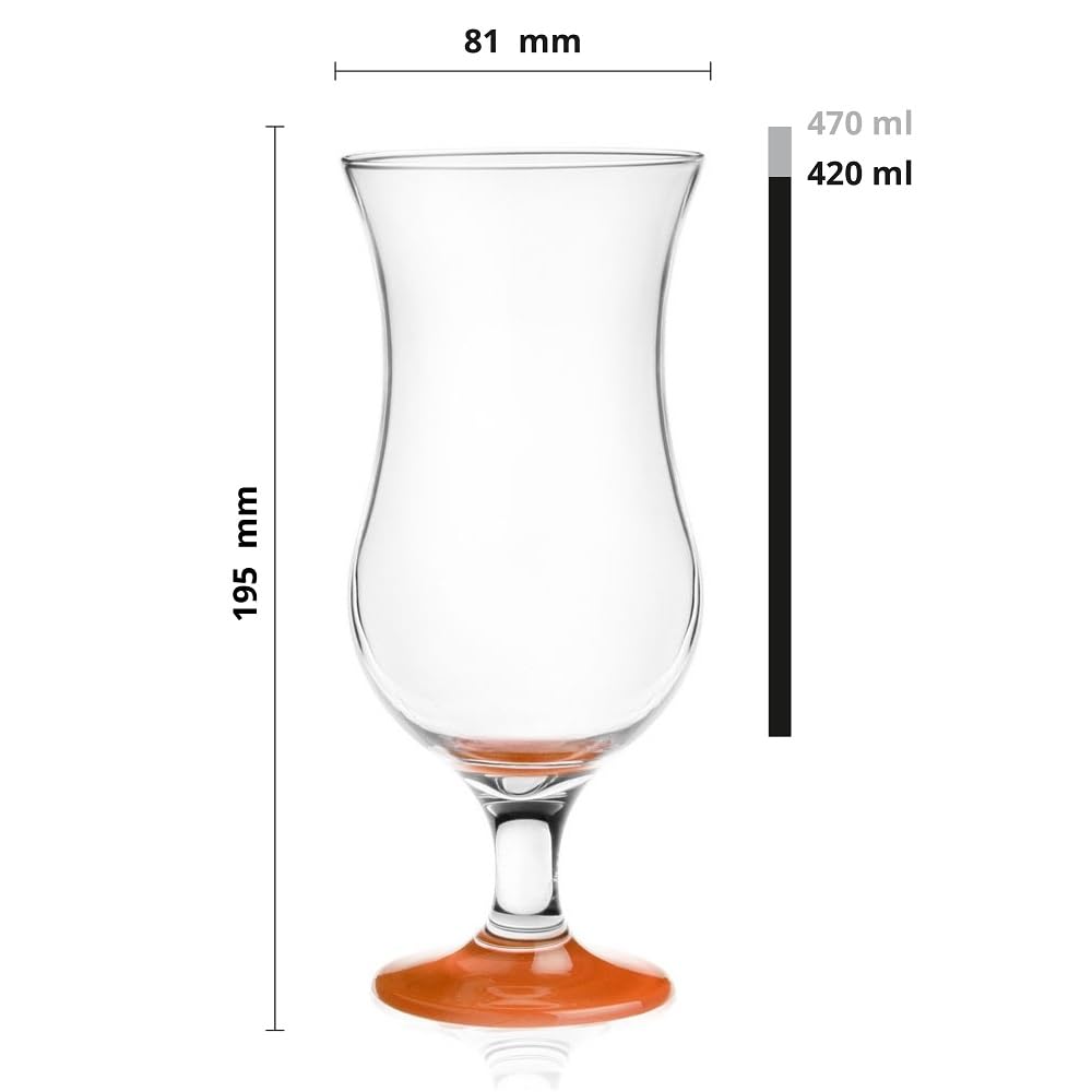 Glasmark Set 6 Bicchieri Da Cocktail Max 480 Ml Con Fondo Colorato E 6 Cucchiaini Lungo In Acciaio