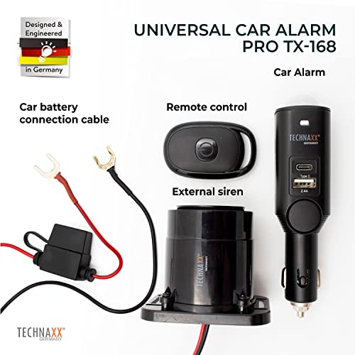 Technaxx Car Alarm with PIR Motion Sensor & 105 dB Siren, Vehicle Security System with Remote, Panic Button, 7-Day Battery - Image 4