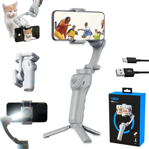 Kozenix Gimbal UK - 3-Axis Anti-Shake, Multiple Shooting Modes (Pan Follow/Inception/Timelapse), 12H Battery, 320g Foldable, Fits 4.7-6.7 Phones/Action Cams, 24-Month Warranty