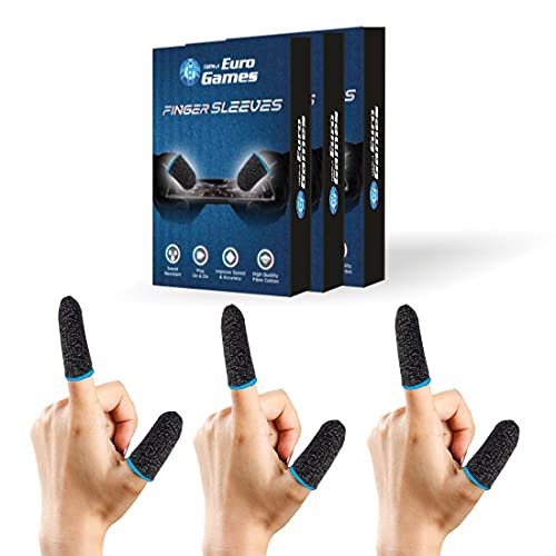 RPM Euro Games Finger Sleeves Pack of 3 Boxes/ 6 Pieces for Mobile Gaming with Super Conductive Fiber Fabric, Anti-Sweat and Breathable, for PUBG, Gar