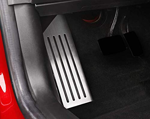 Stainless Steel Non-Slip Rubber Footrest Foot Rest Pedal Cover Pad with Adhesive for Tesla Model 3 2017 2018 2019