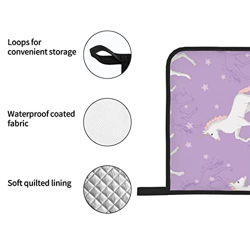 Cute Unicorn Oven Mitts And Pot Holders Heat Resistant 4Pcs Set Bbq Gloves And Pads For Cooking Baking Grilling #TOP5