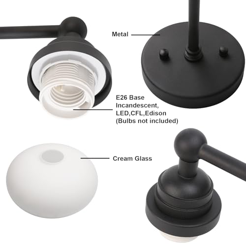 Image of Yosoan 2-Light Boho Vanity Wall Sconce with Milk White Shade, Indoor Mordern Hardwired Vintage Industrial Wall Mounted Brass Single Wall Light for Bedroom Living Room Stairwell Hallway(Black)