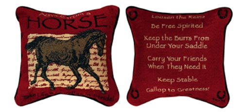 12.5" Brick Red Horse Advice Decorative Tapestry Square Throw Pillow