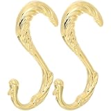 TOVINANNA 2 Pezzi Ganci Appendiabiti Metallici Salvaspazio a Forma di S, Set, Ganci di Collegamento per Armadio e Cucina, Organizzatore per Grucce e Ripostiglio, Colore Oro
