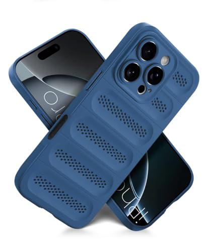Image of WOW IMAGINE Ultimate Silicone Back Cover Case for iPhone 16 Pro | Heat Dissipation Thin Soft TPU | 360 Camera Protection | Breathable Cooling Holes - Deep Blue