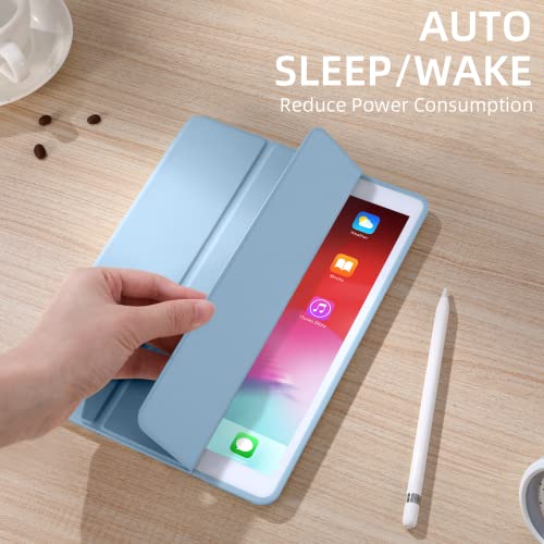 Akkerds Case Compatible With Ipad 10.2 Inch 2021/2020 Ipad 9Th/8Th Generation & 2019 Ipad 7Th Generation With Pencil Holder, Protective Case With Soft Tpu Back, Auto Sleep/Wake Cover, Sky Blue #TOP7