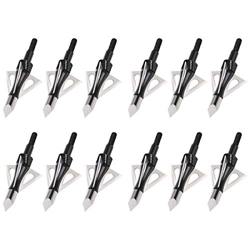 OTW Hunting Broadheads 3 Fixed Blades 100 Grain Archery Broad Heads Archery Broadheads for Small Game Crossbows and Compound Bow Arrows (12 Pack)