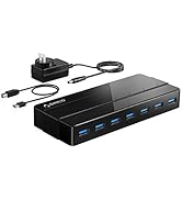 Powered 7-Port USB 3.0 Hub, ORICO USB Data Hub with 12V Power Adapter, Multi USB 3.0 Splitter wit...