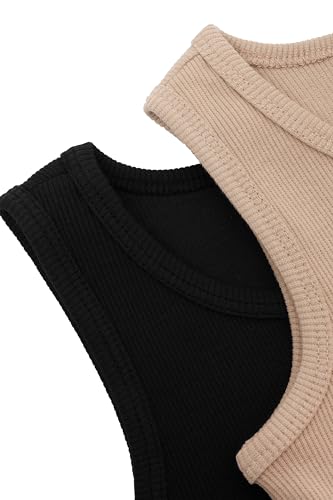 Image of Lilax Girls Crop Top Ribbed Knit Sleeveless 2 Pack Basic Cropped Tank