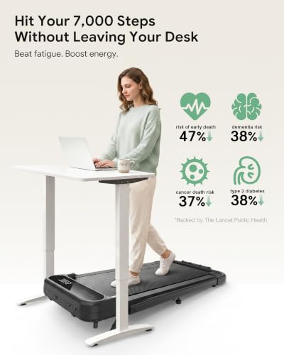 Image of UREVO Strol 2E Pro Smart Incline Walking Pad Treadmill with APP, 12% Incline, Compact Walking Pad with Safety Handle, Plug & Play, Desk Treadmill with LED Display, Walking & Running for Home Office