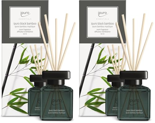 ipuro - Essentials Parfum d'intérieur Black Bamboo 50ml - Notes de Jasmin, Citron, Pomme, Ambre, musc boisé - Diffuseur à bâtonnets - Parfum Exotique et...