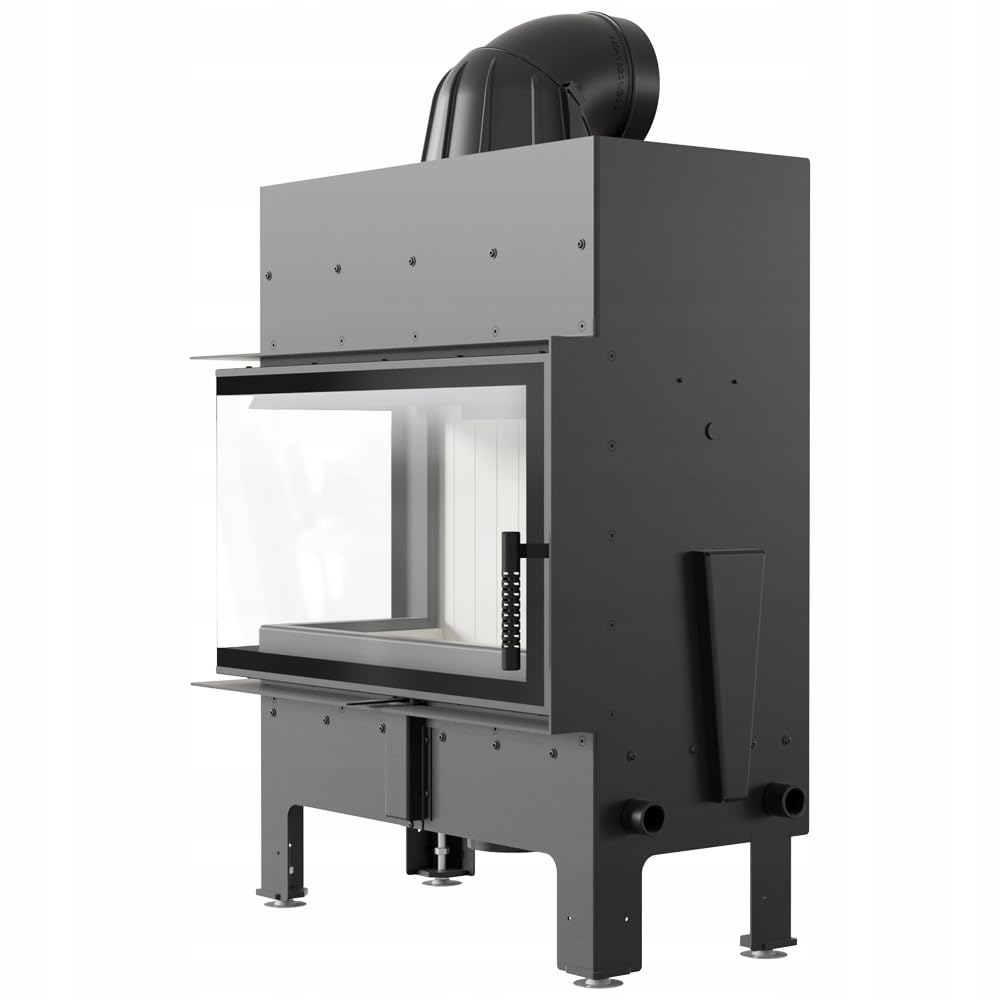 KRATKI Inserto per camino in acciaio a legna FLOKI 10 kW Ø200 sinistro A+ | Acciaio nero, efficienza 83,6%, classe A+. Ecodesign, BImSchV 2; per recupero calore.; combustione efficiente; M fi