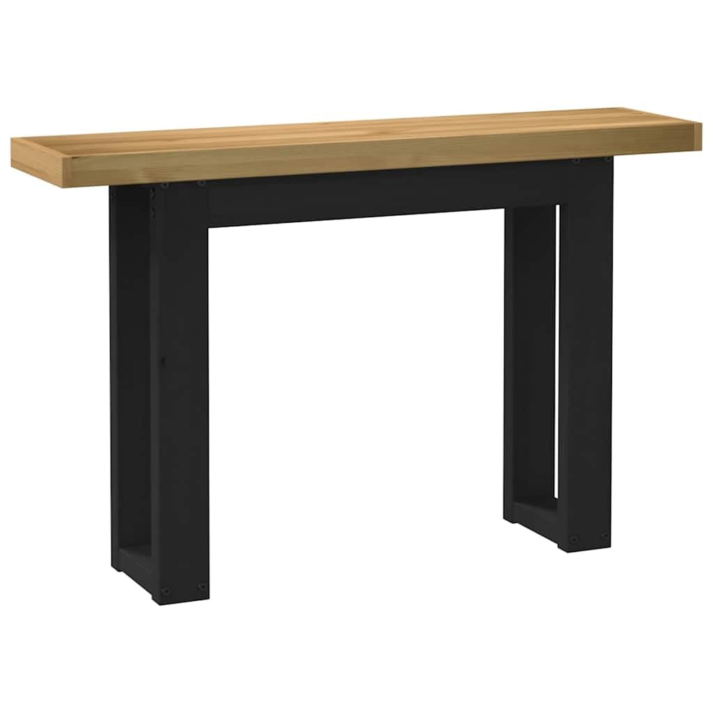 IDMarket - Dubbele console Alaska marmereffect en hout, zwart, metalen voet
