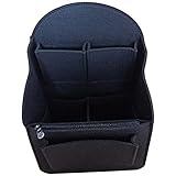 WANYIG Taschenorganizer Rucksack Organizer aus Filz mit herausnehmbarer Reißverschlusstasche Taschen Organisator Kosmetikorganizer für Frauen Handtasche Rucksack(L,Schwarz)