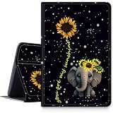 DIGTIALL Case for 10.1" Amazon Fire HD 10 Tablet (13th Generation,2023 Release),Slim PU Leather Folding Stand Protive Cover with Auto Wake/Sleep for Kindle Fire HD 10 Tablet 2023,Elephant Sunflower