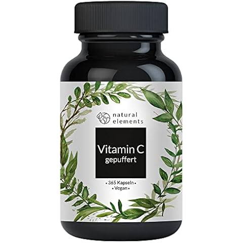 Vitamin C 500mg - 365 Kapseln - Premium: Aus pflanzlicher Fermentation & gepuffert (pH-neutral, säurefrei, magenschonend) - Laborgeprüft, vegan und in Deutschland produziert Cover