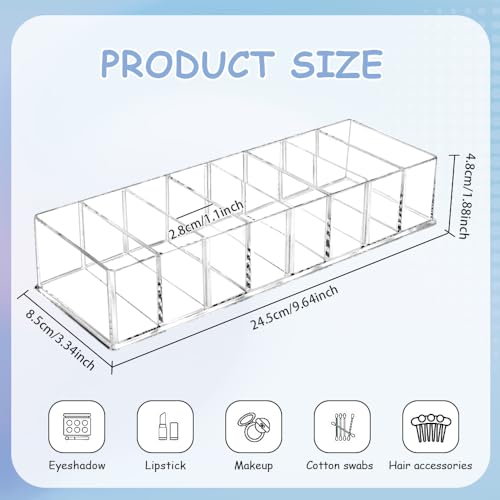 EUIEUT 2 Pcs Detachable Makeup Organiser 8 Compartments Acrylic Cosmetic Storage Tray Clear Drawer Organizers Case Desk Jewelry Display for Eyeshadow Cosmetic Lipstick Nail Polish - Image 2