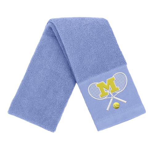 OXYEFEI Tennis Towel Tennis Gift for Men Women Lovers 13x 43 Cotton Embroidered Tennis Towels (Blue M)
