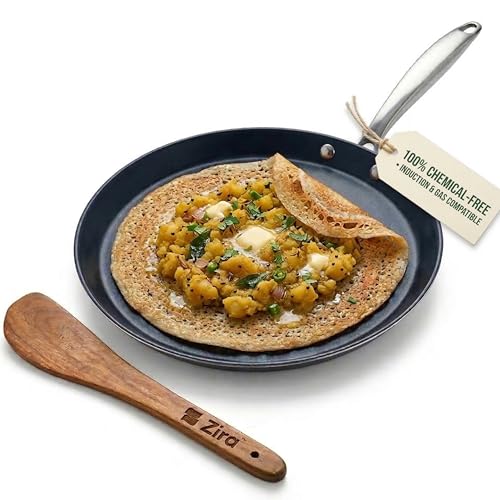 Image of Zira Triply Ceramic Dosa Tawa 28cm + Free Spatula | 100% Chemical Free Ceramic Surface | Triply Base for Fast Even Heating | Stick-Free Low Oil Cooking | Induction & Gas | ISI | 5 Year Warranty