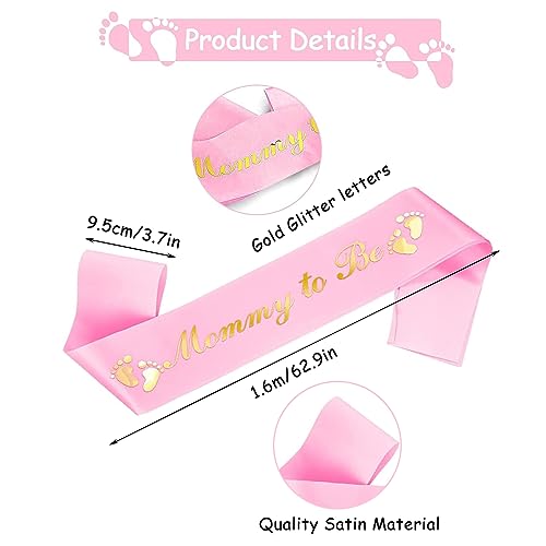 3 Packs Baby Shower Decorations Mommy to Be Sash, Daddy and Mommy To Be Badge Pin Button for Baby Shower Celebration Gender Reveals Party Favor New Dad Mom Gifts (Pink) by VKZATVN - Used condition - Image 4