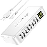 Cargador USB, ssouwao estación de Carga de 8 Puertos para múltiples Dispositivos, concentrador de Carga USB de Escritorio con Pantalla LCD, estación de Carga de mesilla de Noche para iPhone, Samsung