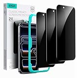 ESR iPhone 17 Pro Max ガラスフィルム 覗き見防止 保護フィルム 3枚 強化ガラス 簡単取り付けガイド枠付き 指紋防止 さらさら 9H硬度 軍事規格の飛散防止力 耐衝撃 HD 0.3mm超薄 iphone17promaxフィルム