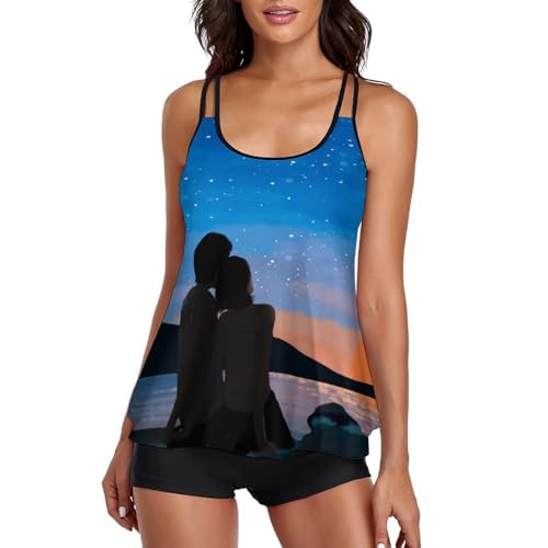 Short de garçon et robe de plage en ensemble bikini tankini pour dissimuler les rondeurs