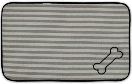 Image of Bone Dry Embroidered Microfiber Pet Mat (Dark /Light Grey) - Dog Bone Print