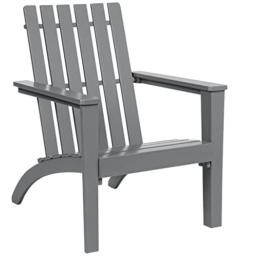 COSTWAY Adirondack Chair, All-weather Solid Acacia Wood Fire Pit Chair, Outdoor Armchair Garden Seat Patio Furniture for Deck Backyard (Gray)