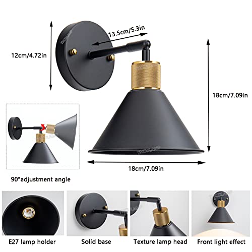 Industrial Vintage Battery Operated Wall Sconce Set Of Two With Remote, Indoor No Hardwired Adjustable Wall Sconce Lighting Fixture For Bedroom Fireplace, Easy To Install,Includes Bulb And Batteries #TOP4