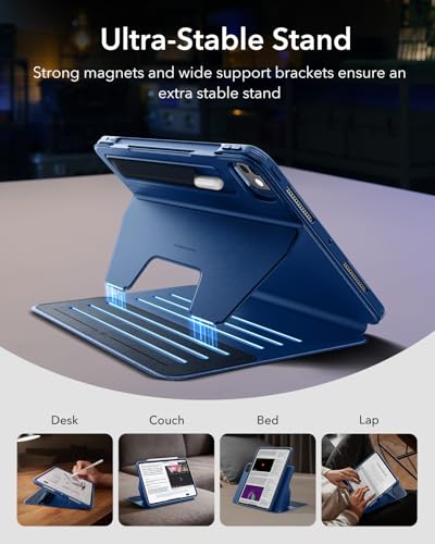 Image of ESR for iPad Pro 11 Inch Case (M5 /M4) 2025 /2024, Removable Magnetic Cover with Pencil Charging & Storage, Adjustable Portrait /Landscape Stand, 9 Standing Angles, Shift Series, Blue