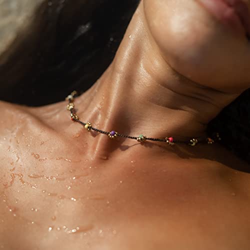 Made by Nami Surfer Necklace with Beads • Boho Choker Necklace Chain • Women & Girls • Handmade Beach Summer Jewelry • Goa Hippie Oriental Necklace • Adjustable & Waterproof (Multi Beads)2