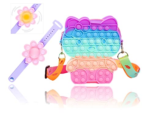 COTTONCANDY Hello Kitty Fidget Pop It Rainbow Pastel Bag Purse Accessory Light Up Pop Bracelet