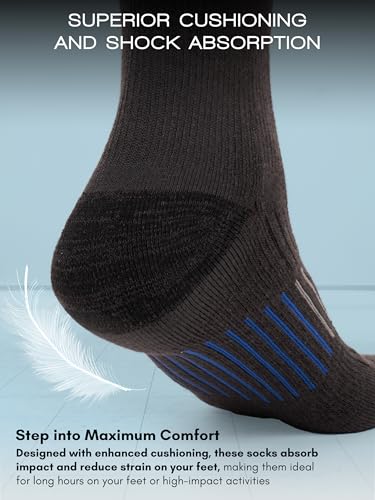 Men's Cushioned Moisture-Wicking Crew Socks (4-Pack) Mid-Weight Work Socks Moisture-Wicking, Arch Support, Fits Sizes 6-124