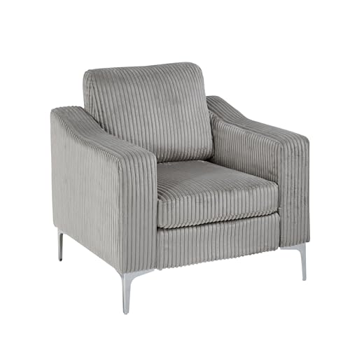 DancingSwan Modern Single Seater Sofa: Compact Corduroy Lounge Chair with Armrests & Metal Legs - Small Space Living Room & Bedroom Seating for Urban Studio Apartments